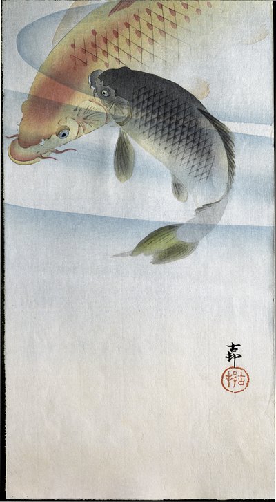 Two Carps in a River by Ohara Koson